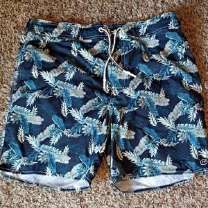 Men's Navy Jonnie-O Tropical Print Swim Shorts